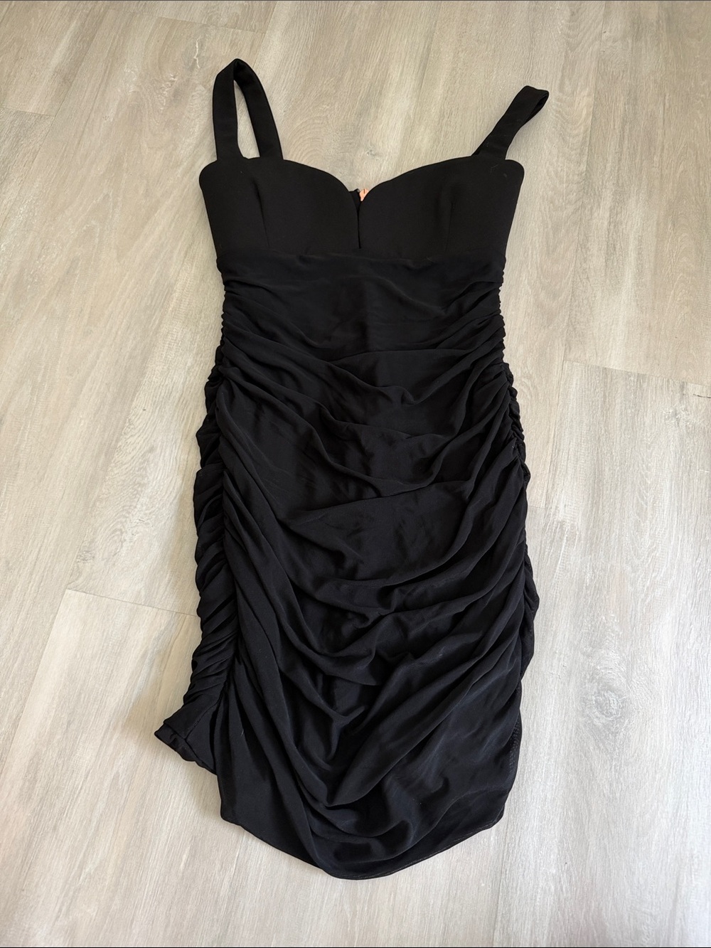Nookie Black Ruched Strap Dress with Wide Straps